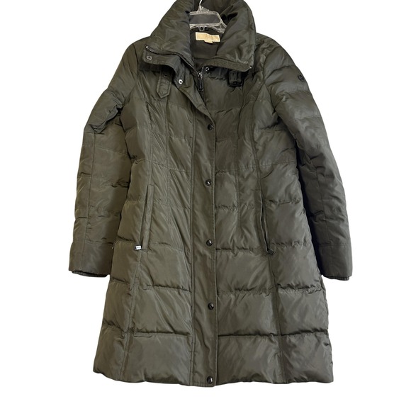MICHAEL Michael Kors Jackets & Blazers - Michael Michael Kors Coat Womens Medium Green Down Puffer Quilted Zip Long‎